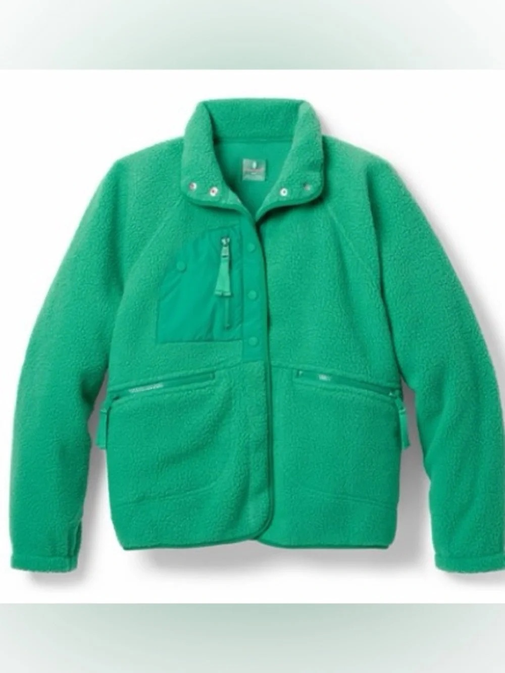 Free People Movement Hit The Slopes Fleece Jacket Green XL Sherpa Button Front